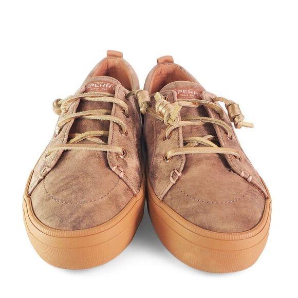 Sperry Crest Vibe Shimmer Metallic Leather Sneakers "Rose" STS87914 Women's 9 - Picture 3 of 11